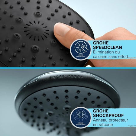 Soffione doccia - GROHE Vitalio Start 110 27946001 - 2 getti (Pioggia/Stimolante) - Risparmio idrico - Processo anticalcare - Cromo
