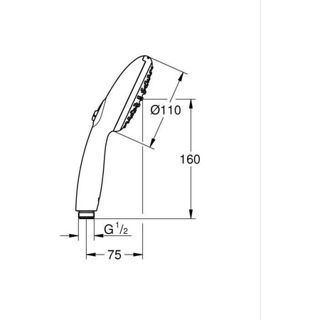 Soffione doccia - GROHE Vitalio Start 110 27946001 - 2 getti (Pioggia/Stimolante) - Risparmio idrico - Processo anticalcare - Cromo