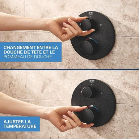 Set doccia incasso - 1 + 2 getti - Miscelatore termostatico - GROHE - 348832430 - Nero
