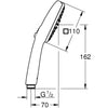 Soffione doccia - GROHE Vitalio Comfort 110 263972431 - 2 getti (Pioggia/Stimolante) - Selezione facile - Risparmio idrico - Nero opaco