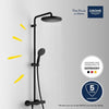 Colonna doccia con miscelatore termostatico - Risparmio idrico - GROHE Vitalio Start System 250 - Nero opaco - 266772431