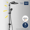 Colonna doccia con deviatore manuale - Risparmio idrico - GROHE Vitalio Comfort 250 - Nero opaco - 266982431