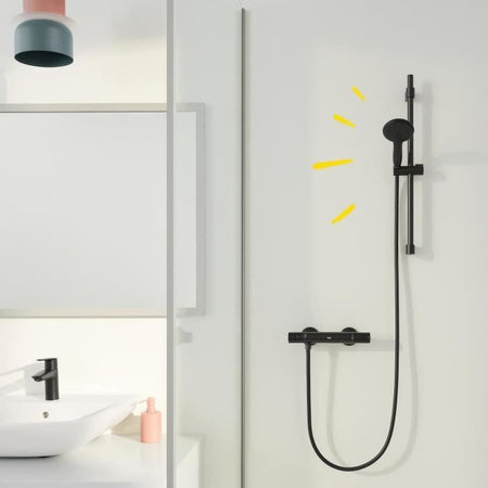 Soffione doccia - GROHE Vitalio Start 110 279462431 - 2 getti (Pioggia/Stimolante) - Risparmio idrico - Processo anticalcare - Nero opaco