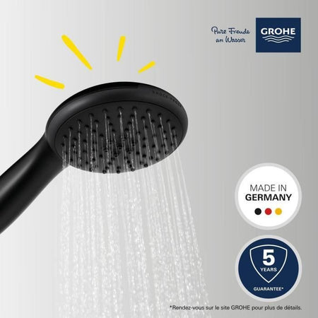 Soffione doccia - GROHE Vitalio Start 110 279462431 - 2 getti (Pioggia/Stimolante) - Risparmio idrico - Processo anticalcare - Nero opaco