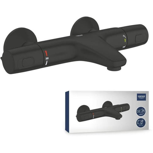 Miscelatore termostatico per vasca/doccia - GROHE Precision Trend - 1022162432 - Nero opaco - Montaggio a parete esterna - Risparmio idrico