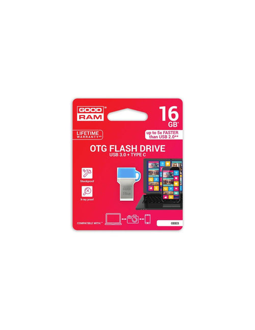 GoodRAM 16GB USB 3.0 + type C DUALDRIVE con cappuccio blu