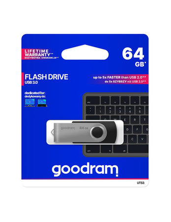 Pendrive GoodRAM 64GB UTS3 BLACK USB 3.0 - retail blister