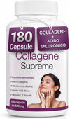 Collagene idrolizzato - Collagene e Acido ialuronico con Biotina Vitamina C e Q10 | Integratore Anti Age per Pelle Capelli Unghie e Articolazioni | Alta Concentrazione | 180 Capsule