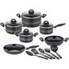 Set di pentole - Induzione - GSW - MILANO NERO - 15 pezzi - Alluminio massiccio - Nero