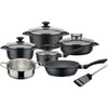 GSW - 414562 - Batteria - Alluminio forgiato massiccio GOURMET GRANITE - 10 pezzi - Induzione - Rivestimento VITAFLON GRANIT