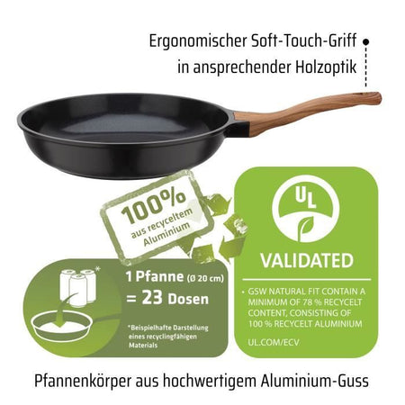 Padella in alluminio pressofuso - GSW - NATURAL FIT - 20 cm - 100% riciclato senza PFAS - Induzione