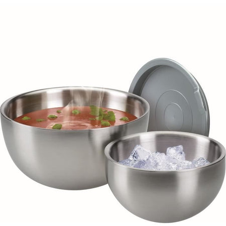 Insalatiera termica - GSW - 30 cm - Acciaio inox - 5,50 L - Coperchio antigoccia - Doppia parete