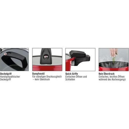 Pentola a bassa pressione - GSW - 24 cm - 6 L - Alluminio forgiato - Induzione - Rosso