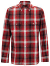 Tom Ford Camicia a Quadri in Misto Cotone - Rosso e Bianco da uomo