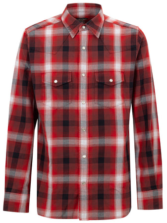Tom Ford Camicia a Quadri in Misto Cotone - Rosso e Bianco da uomo