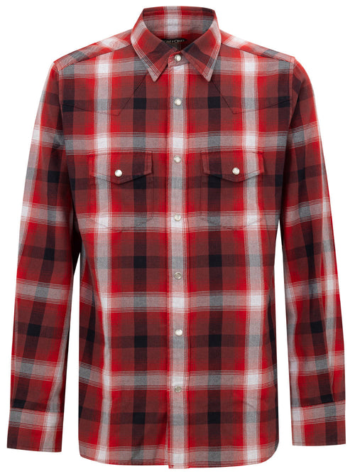 Tom Ford Camicia a Quadri in Misto Cotone - Rosso e Bianco da uomo