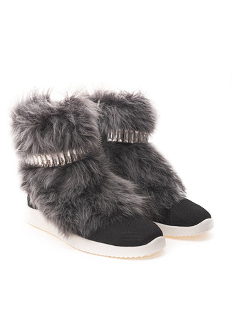 Giuseppe Zanotti Sneaker nera con Pelliccia e Cristalli da donna