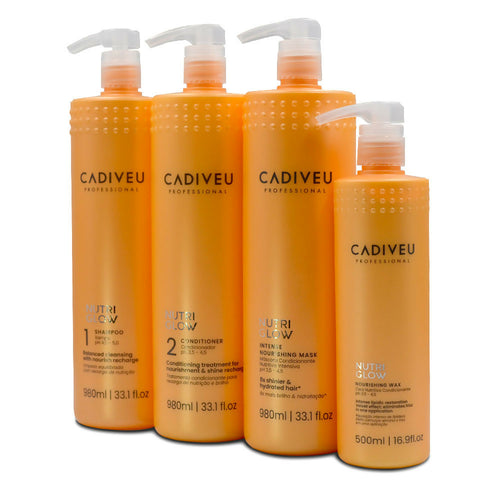 Cadiveu nutri glow kit composto da : shampoo 980ml, conditioner 980ml, intense nourishing mask 980ml, nuorishing wax 500ml
