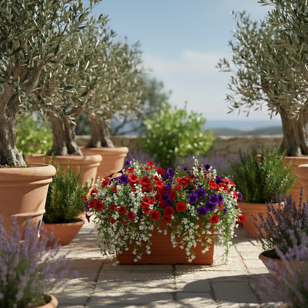 Balconiera Millerighe rettangolare in resina decorazione per fiori e piante Made in Italy