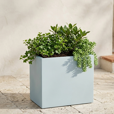 Vaso Cromia Flowerpot rettangolare decorazione tinta unita in resina "Made in Italy"