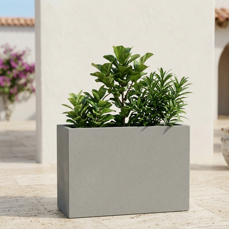 Vaso Cromia Flowerpot rettangolare decorazione tinta unita in resina "Made in Italy"
