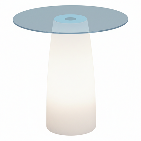Tavolino Break Led luminoso con piano in vetro per esterno "Made in Italy" Ø 70 cm