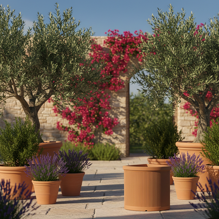 Vaso Angolare Millerighe in resina decorazione per fiori e piante "Made in Italy"