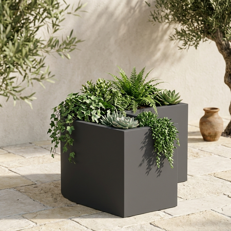 Vaso angolare Cromia Flowerpot decorazione tinta unita in resina "Made in Italy"