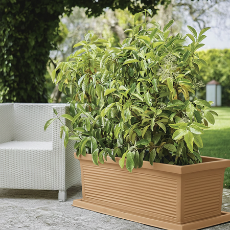 Fioriera Millerighe rettangolare in resina decorazione per fiori e piante Made in Italy