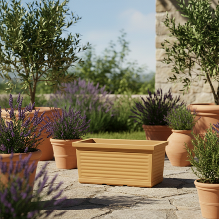 Balconiera Millerighe rettangolare in resina decorazione per fiori e piante Made in Italy