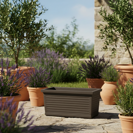 Balconiera Millerighe rettangolare in resina decorazione per fiori e piante Made in Italy