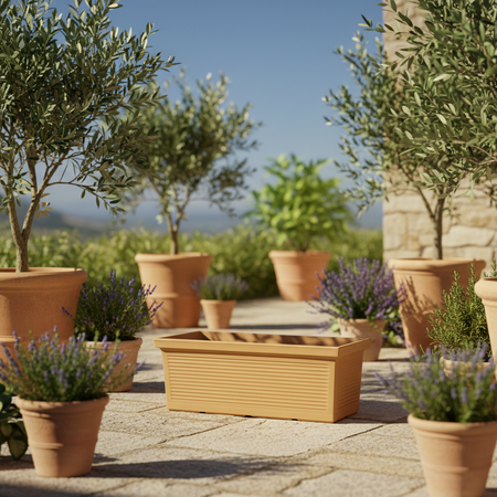 Fioriera Millerighe rettangolare in resina decorazione per fiori e piante Made in Italy
