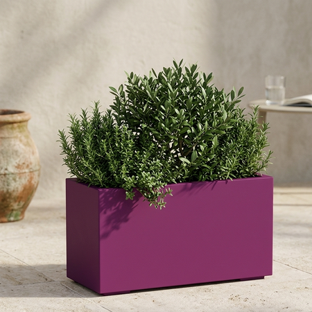 Vaso Cromia Flowerpot rettangolare decorazione tinta unita in resina "Made in Italy"