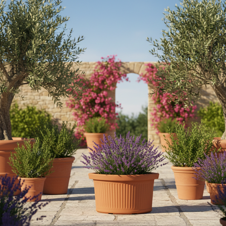 Vaso Angolare Millerighe in resina decorazione per fiori e piante "Made in Italy"