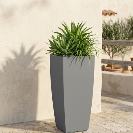 Vaso Cromia Square quadrato e alto tinta unita in resina "Made in Italy"