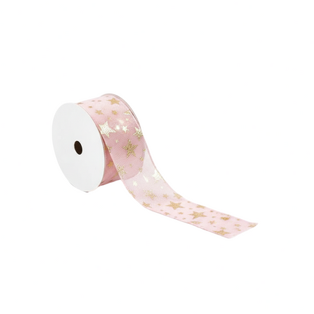 Nastro in tessuto natalizio per decorazioni e confezioni decorato oro 2 mt