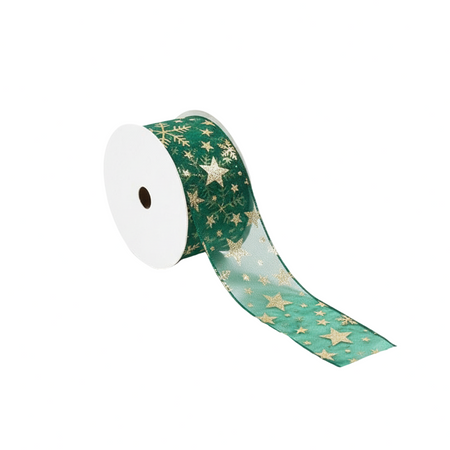 Nastro in tessuto natalizio per decorazioni e confezioni decorato oro 2 mt
