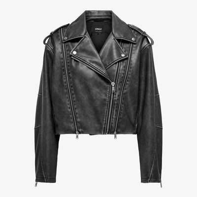 Giacca Only Casey Faux leather phantom washed