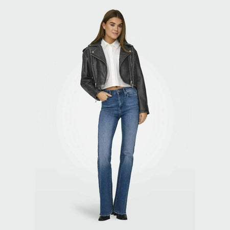 Giacca Only Casey Faux leather phantom washed