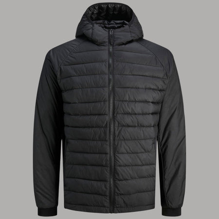 Giacca Uomo Nera Trapuntata 100gr con Cappuccio Jack & Jones