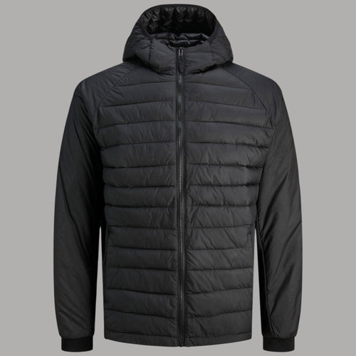 Giacca Uomo Nera Trapuntata 100gr con Cappuccio Jack & Jones
