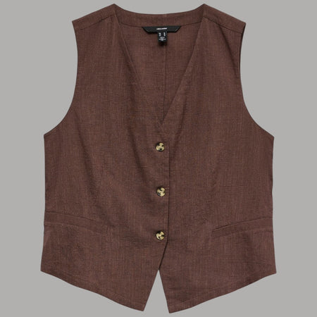Gilet Donna Vero Moda in Misto Lino e Cotone con Bottoni