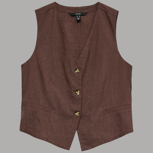 Gilet Donna Vero Moda in Misto Lino e Cotone con Bottoni