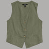 Gilet Donna Vero Moda in Misto Lino e Cotone con Bottoni