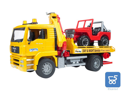 Giocattolo Bruder Camion MAN TGA da Trasporto con Jeep 02750 Scala 1:16 Bambini 4+
