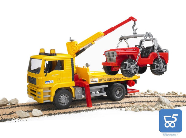 Giocattolo Bruder Camion MAN TGA da Trasporto con Jeep 02750 Scala 1:16 Bambini 4+
