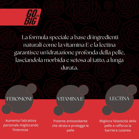 Gobig life crema corpo ai feromoni con vitamina e e lectina - idratazione profonda, aumento dell'attrattiva e sicurezza - formula con ingredienti naturali - profumo seduce e attrae