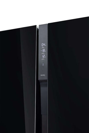 Grf t9183winbg frigo tre porte con cantinetta side by side vetro nero classe e total no frost 548 litri
