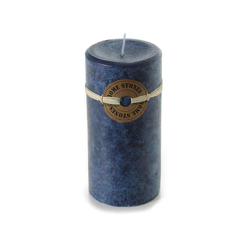 Candela cilindrica blu denim profumata al mirtillo 14 cm