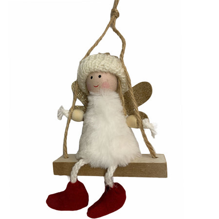 Pendaglio bambolina in pezza h 28 cm, pallina per Albero di Natale addobbi natalizi